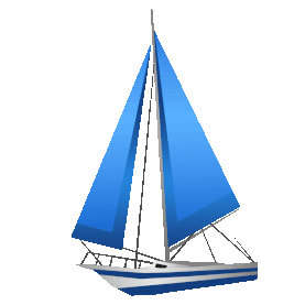 蓝色帆船交通工具gif图素材