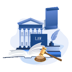 司法法律法学法院法官锤法律书籍蓝色扁平