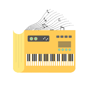 音乐音符弹奏钢琴电子琴黄色gif图素材