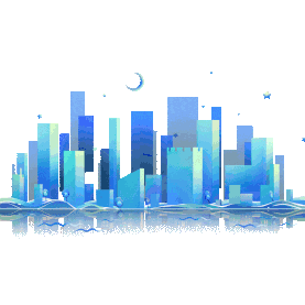 夜晚都市城市建筑蓝色扁平gif图素材图片