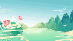 夏天古风山水荷花池塘云雾中国风绿色视频背景gif图素材