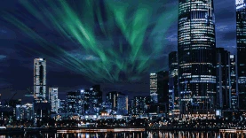 城市建筑夜景极光星空视频背景gif图素材