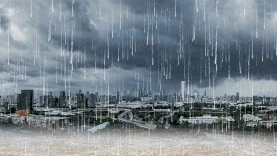城市暴雨闪电抗洪救灾灰色简约视频背景gif图素材台风