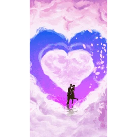 七夕浪漫情人节云层国际接吻日紫色唯美竖版H5海报gif图片视频背景gif图素材图片