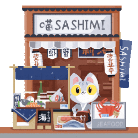 日式料理寿司海鲜可爱猫咪日本文化居酒屋gif图素材图片