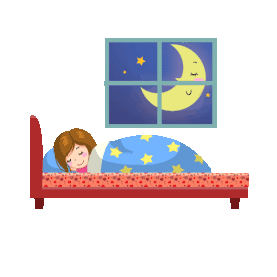 可爱卧室女孩睡觉窗外月亮星星gif图素材