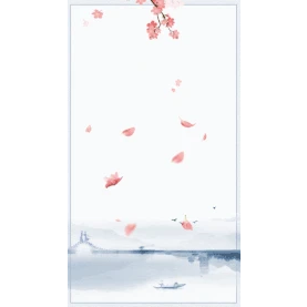 七夕中国风水墨桃花飘落山水竖版视频背景海报gif图素材图片