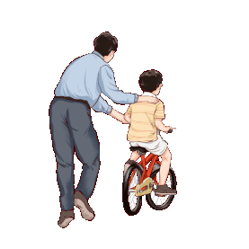 父亲教孩子骑单车亲子活动gif图素材