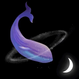 梦幻星河蓝色鲸鱼月亮gif图素材