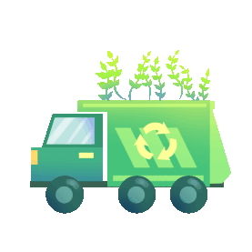 环保垃圾回收车绿色gif图素材