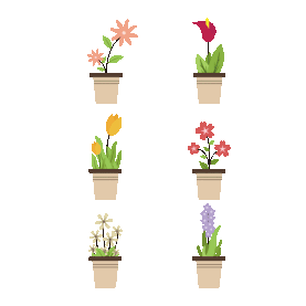 可爱花卉盆栽组合卡通gif图素材