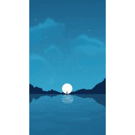 唯美清新夜晚海面月亮竖版视频背景海报gif图素材