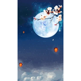 中秋节中秋团圆月亮花朵竖版视频背景海报动图gif