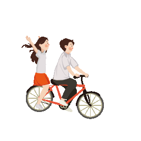 七夕节生活七夕骑单车出游兜风的情侣彩色gif图素材图片
