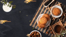 中秋节中秋唯美实景月饼视频背景gif图素材