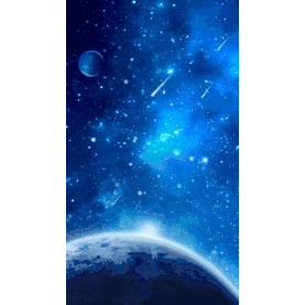 地球宇宙星球星空太空银河大气H5流星雨蓝色竖版背景gif图素材