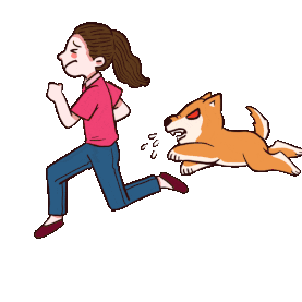 狂犬病狗咬人逃跑女孩跑步跳gif图素材