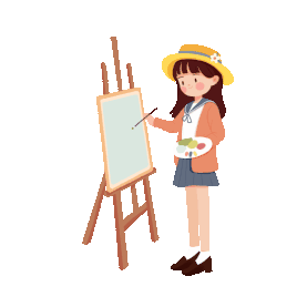 女孩小姑娘画板前画画绘画gif图素材图片
