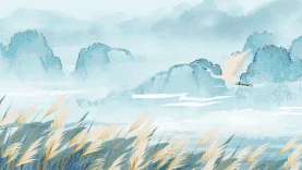 白露山水芦苇飞鸟中国风视频背景gif图素材