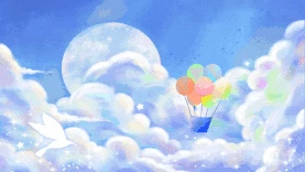 天空梦幻彩色热气球云朵星空月亮视频背景gif图素材