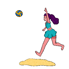 度假旅游穿比基尼的女孩在海边玩沙滩排球gif图素材