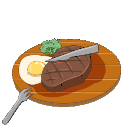 切开美味美食食物西餐牛排彩色gif图素材图片