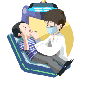 医疗牙医医生在医院给小男孩拔牙补牙gif图素材图片