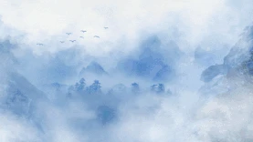 中国风山水水墨云雾缭绕写意梦幻仙境视频背景gif图素材