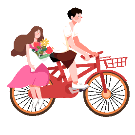 情侣骑自行车约会浪漫gif图素材