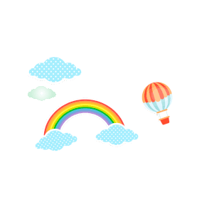 彩虹热气球白云手帐贴纸gif图素材