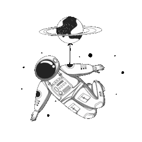 航空航天漂浮在太空宇航员黑白gif图素材