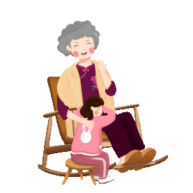 重阳节重阳老人坐摇椅和孙女开心温馨相伴gif图素材