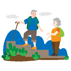 重阳节重阳老年生活老年人爬山运动锻炼登高望远gif图素材图片