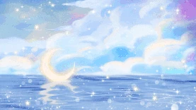 星空天空唯美云月亮水面风景视频背景gif图素材