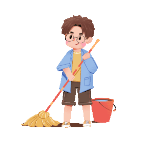 扫地打扫值日生清洁拖地小学生劳动男孩gif图素材
