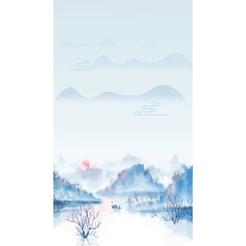 寒露水墨山水大气古风中国风竖版视频背景海报gif图素材图片
