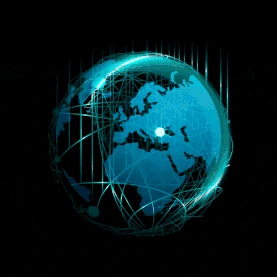 蓝色线条地球沟通网络网络信号gif图素材