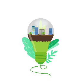 低碳省电城市灯泡立体绿色gif图素材