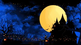万圣节万圣女巫魔法城堡视频背景恐怖彩色gif图素材图片
