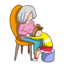 重阳节重阳陪伴奶奶的孙女温馨彩色gif图素材图片
