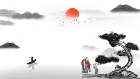 重阳节重阳中国风水墨山水视频背景gif图素材