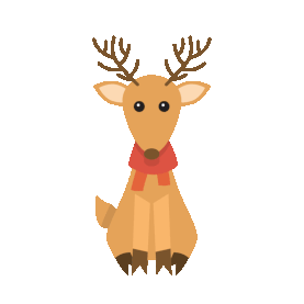 卡通冬季活动的小动物小鹿