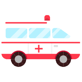 医疗交通急救救护车紧急救援扁平白色gif图素材