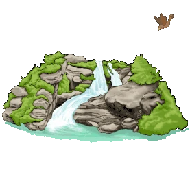 山崖泉水溪水飞鸟自然风景彩色gif图素材图片