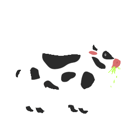 动物吃草的奶牛可爱黑白gif图素材