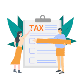 文件填写税单的人物金融纳税gif图素材