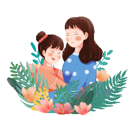 感恩节感恩妈妈母亲拥抱女儿鲜花亲子gif图素材