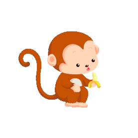 十二生肖动物猴子吃香蕉