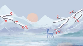 霜降风景背景中国风雪山雪花视频背景gif图素材图片