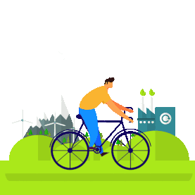 环保绿色出行低碳环保骑自行车扁平gif图素材